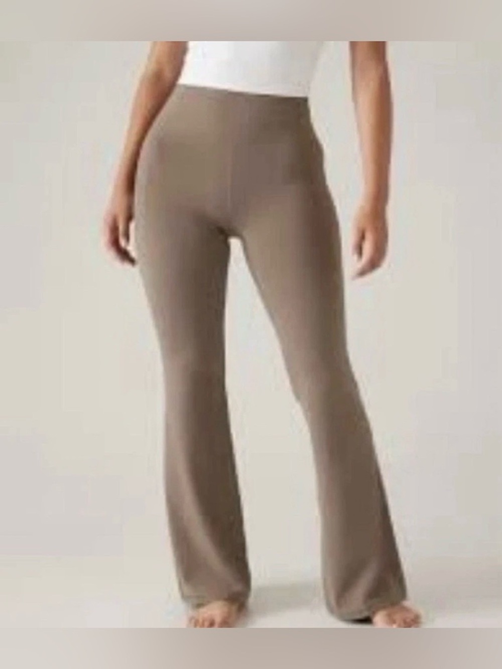 Athleta Salutation Stash Flare Pant Brown Size Small Nylon Yoga Athletic Pockets
